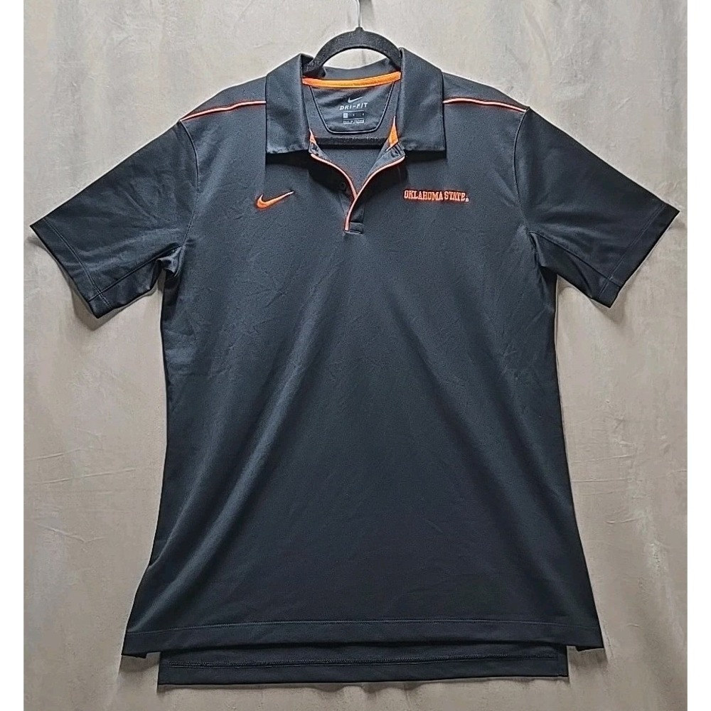 Nike Dri Fit apparel Black Polo Shirt oklahoma state OSU Size Large‎